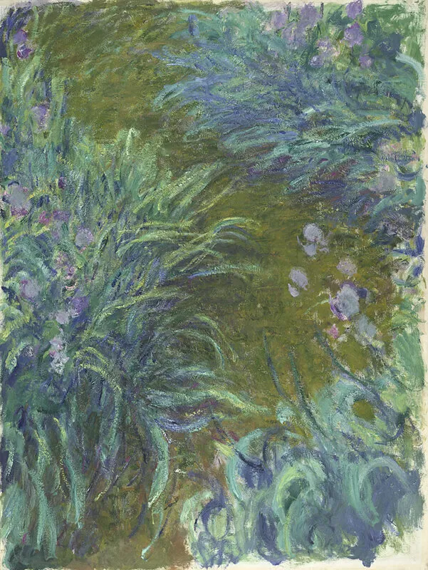 Irises (1915) by Claude Monet — original painting reproduced as a hand-painted oil on canvas