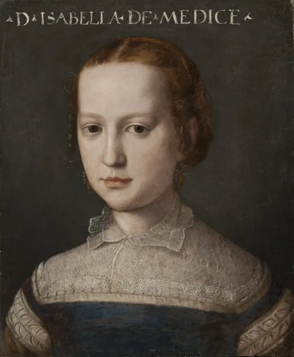 Isabella de Medici (1542-1576) (1552) by Bronzino — original painting reproduced as a hand-painted oil on canvas