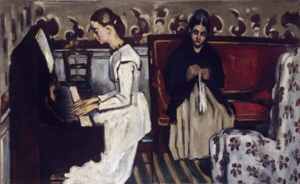 Jeune Fille au piano (Girl at the Piano - The Overture to Tannhauser) (1869) by Paul Cézanne — original painting reproduced as a hand-painted oil on canvas