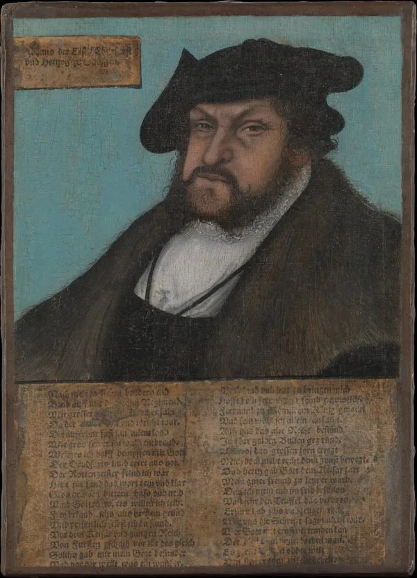 Johann I (1468–1532), the Constant, Elector of Saxony (1532) by Lucas Cranach the Elder — original painting reproduced as a hand-painted oil on canvas