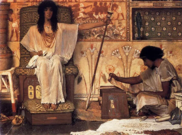 Joseph, Overseer of Pharaoh's Granaries (Op. nr. CXXIV) (1874) by Lawrence Alma-Tadema — original painting reproduced as a hand-painted oil on canvas