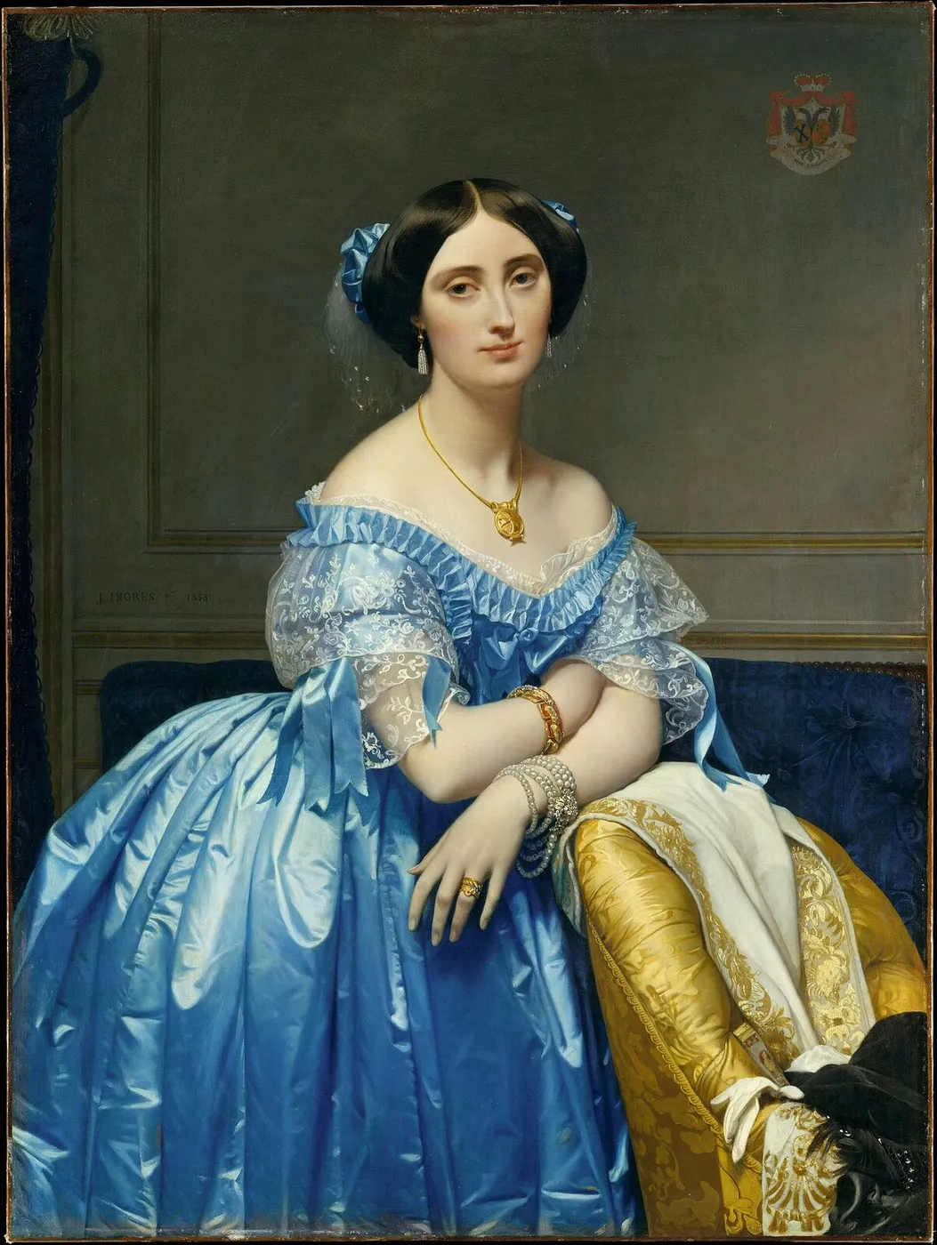 Joséphine-Éléonore-Marie-Pauline de Galard de Brassac de Béarn (1825–1860), Princesse de Broglie (1853) by Jean-Auguste-Dominique Ingres — original painting reproduced as a hand-painted oil on canvas