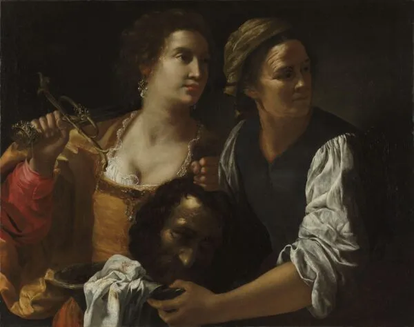 Judith and her Maidservant with the Head of Holofernes (1639) by Artemisia Gentileschi — original painting reproduced as a hand-painted oil on canvas