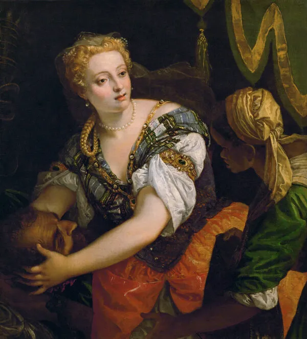 Judith with the Head of Holofernes (1580) by Paolo Veronese — original painting reproduced as a hand-painted oil on canvas