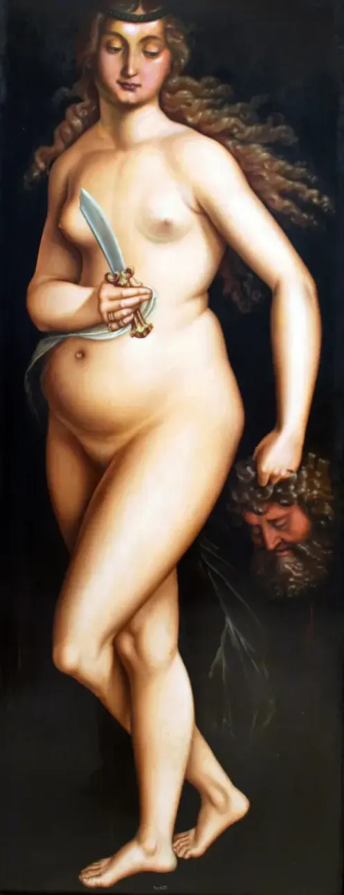Judith with the Head of Holophernes (1525) by Hans Baldung Grien — original painting reproduced as a hand-painted oil on canvas