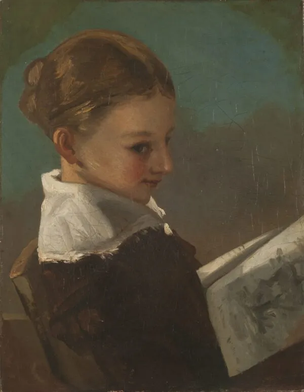 Juliette Courbet at the Age of Ten (1841) by Gustave Courbet — original painting reproduced as a hand-painted oil on canvas