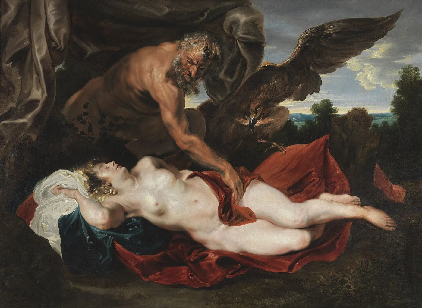 Jupiter and Antiope (1620) by Anthony van Dyck — original painting reproduced as a hand-painted oil on canvas