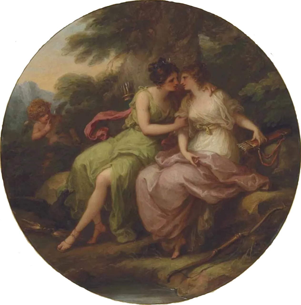 Jupiter and Callisto (1760) by Angelica Kauffmann — original painting reproduced as a hand-painted oil on canvas