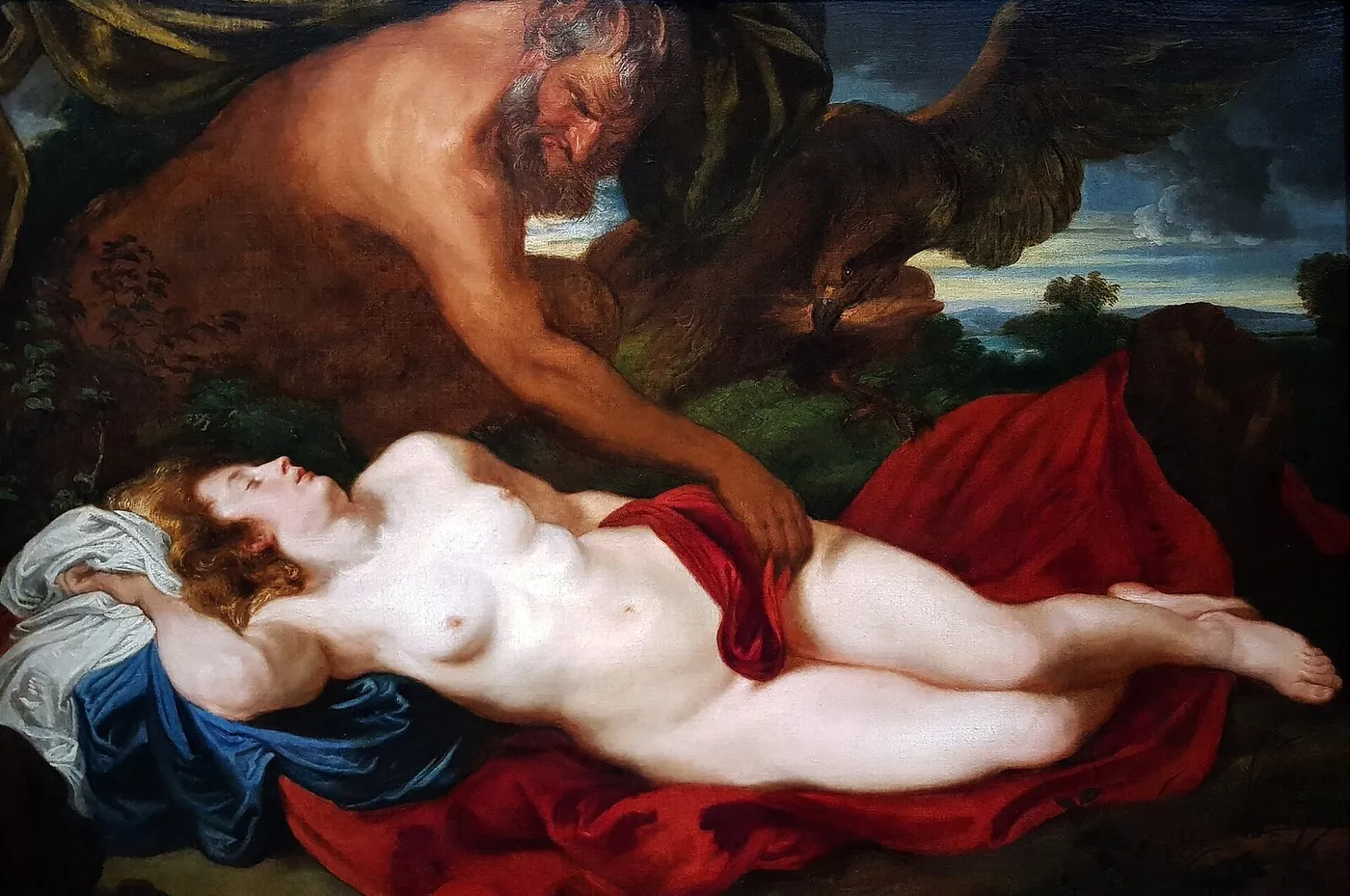 Jupiter as Satyr by Antiope (1620) by Anthony van Dyck — original painting reproduced as a hand-painted oil on canvas