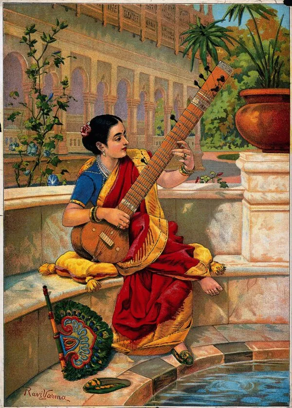 Kadambari (1910) by Raja Ravi Varma — original painting reproduced as a hand-painted oil on canvas