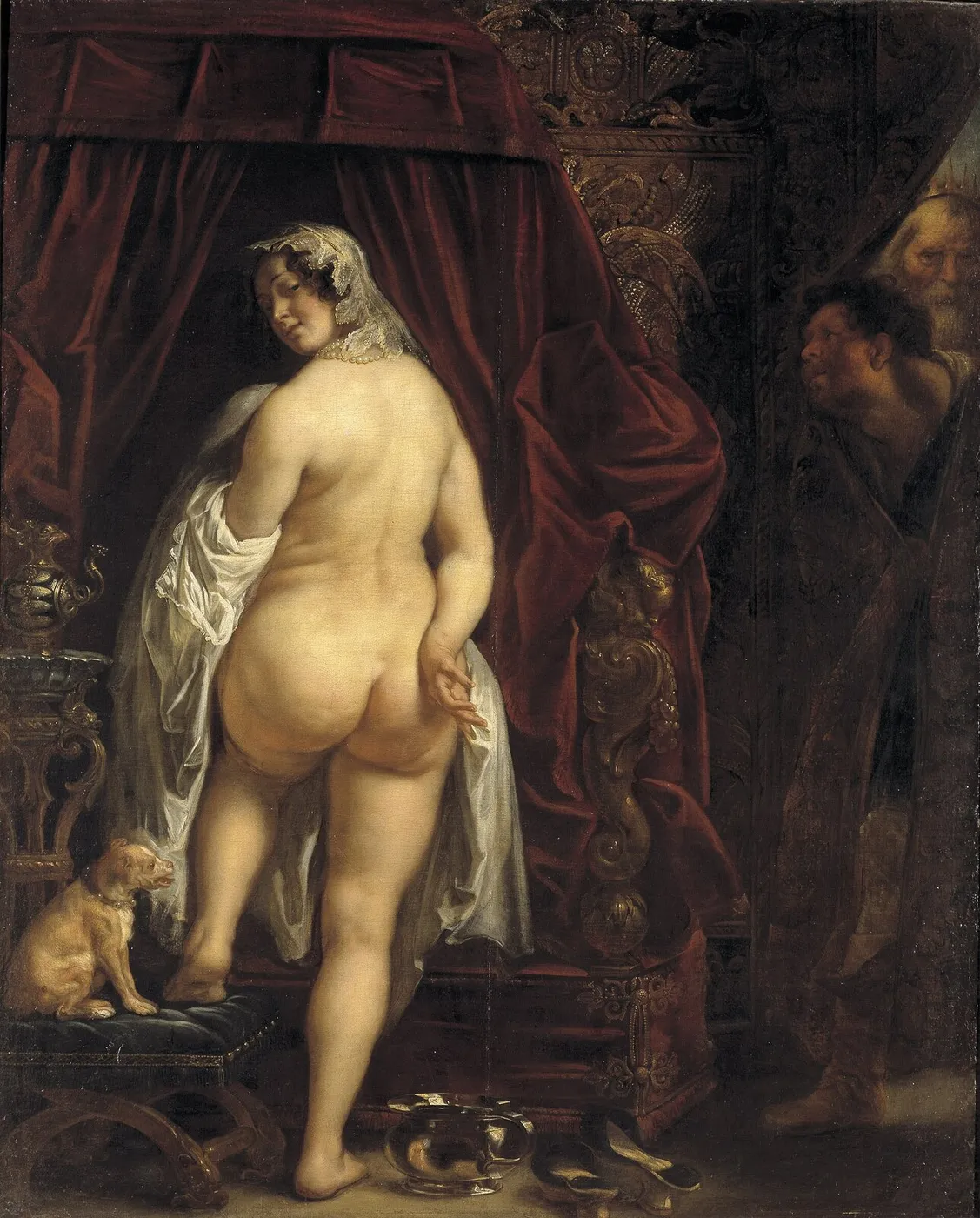 King Candaules of Lydia Showing his Wife to Gyges (1646) by Jacob Jordaens — original painting reproduced as a hand-painted oil on canvas