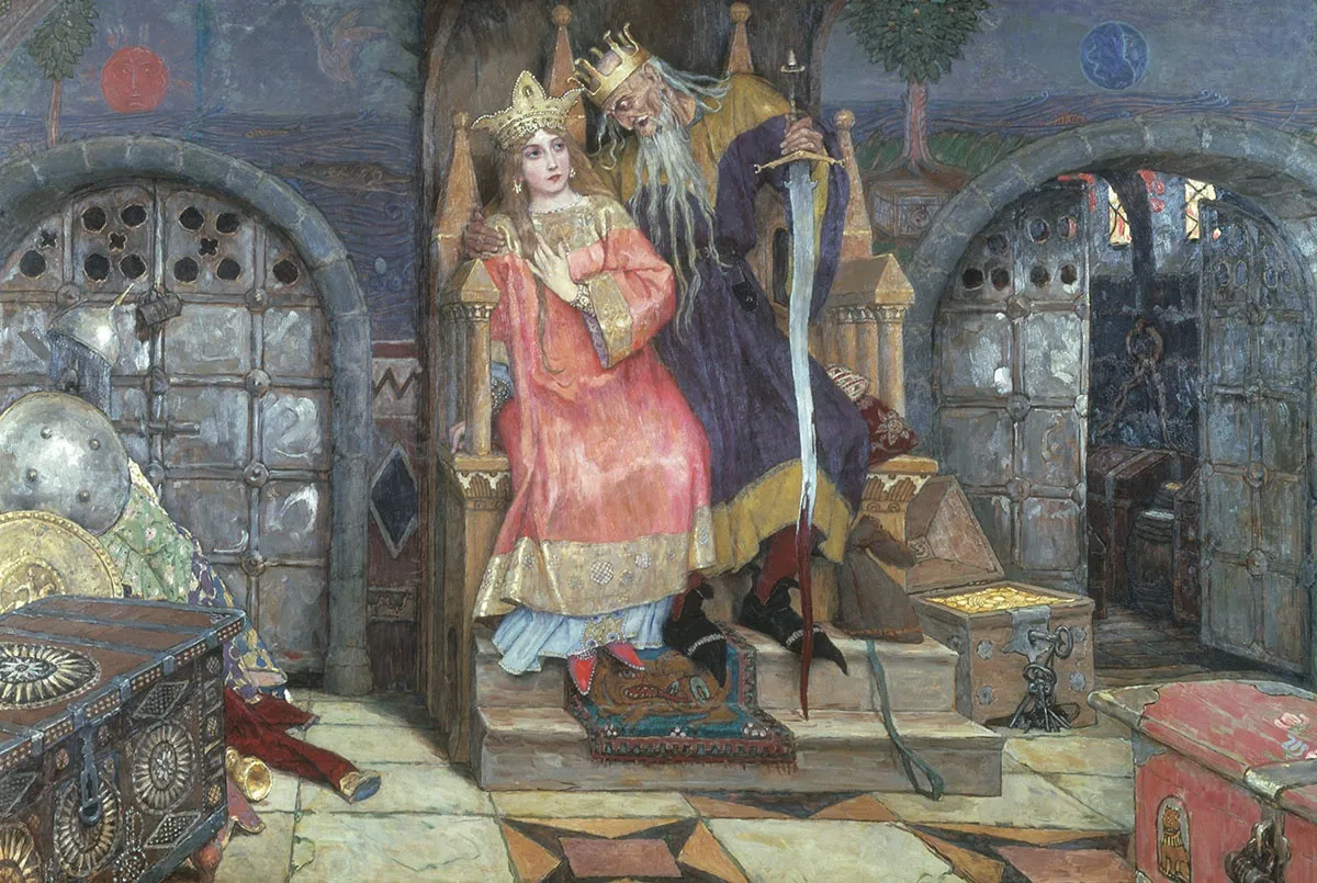 Koschei the Immortal (1917) by Viktor Vasnetsov — original painting reproduced as a hand-painted oil on canvas