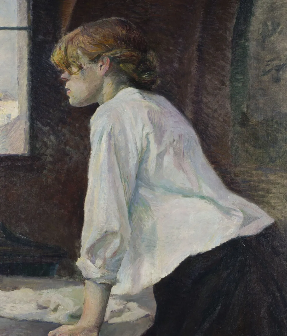 La Blanchisseuse (1880) by Henri de Toulouse-Lautrec — original painting reproduced as a hand-painted oil on canvas