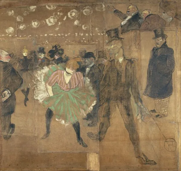 La Danse au Moulin-Rouge (1895) by Henri de Toulouse-Lautrec — original painting reproduced as a hand-painted oil on canvas