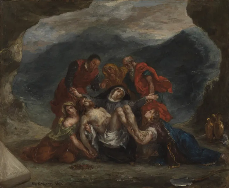 La Déploration du Christ (1857) by Eugène Delacroix — original painting reproduced as a hand-painted oil on canvas