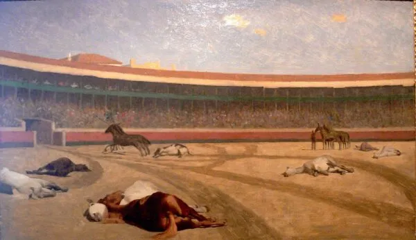 La Fin de la corrida (1870) by Jean-Léon Gérôme — original painting reproduced as a hand-painted oil on canvas