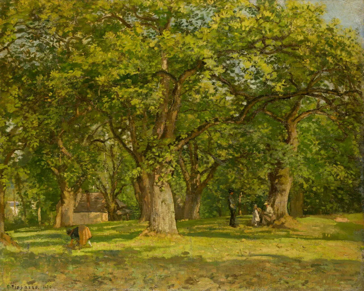 La Forêt (1870) by Camille Pissarro — original painting reproduced as a hand-painted oil on canvas