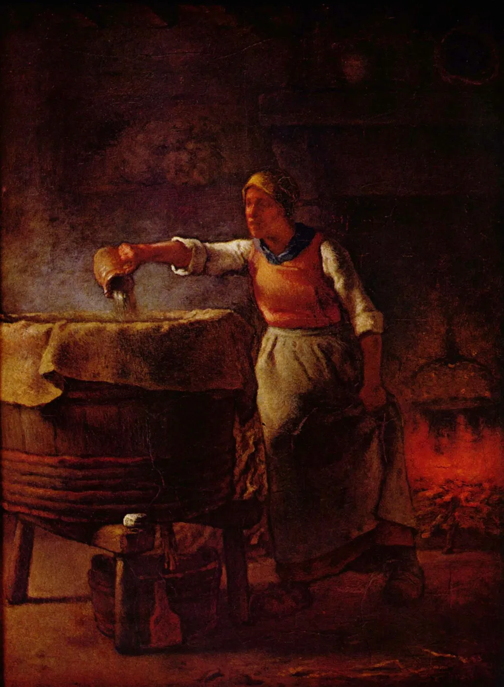 La lessiveuse (1862) by Jean-François Millet — original painting reproduced as a hand-painted oil on canvas