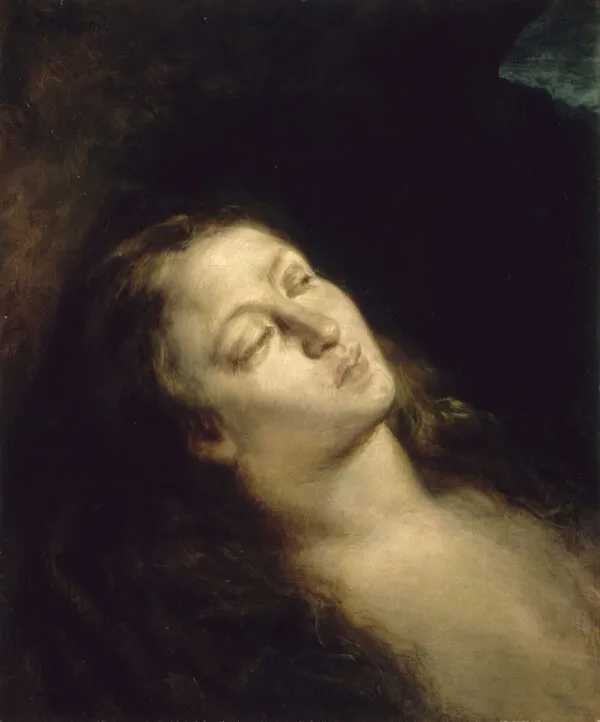 La Madeleine dans le désert (1845) by Eugène Delacroix — original painting reproduced as a hand-painted oil on canvas