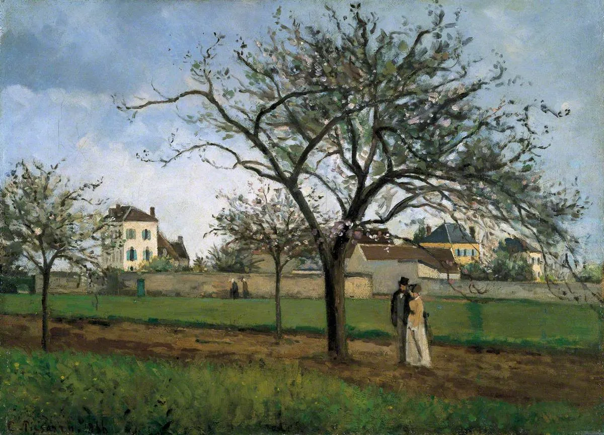 La maison du père Gallien à Pontoise (1866) by Camille Pissarro — original painting reproduced as a hand-painted oil on canvas