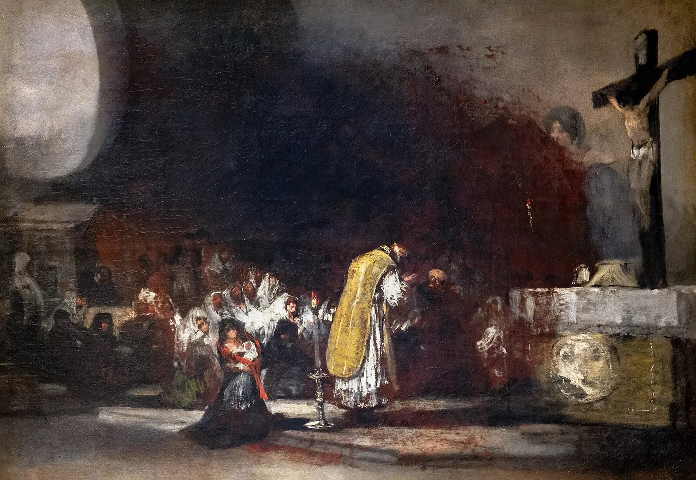 La Messe des relevailles (1810) by Francisco Goya — original painting reproduced as a hand-painted oil on canvas