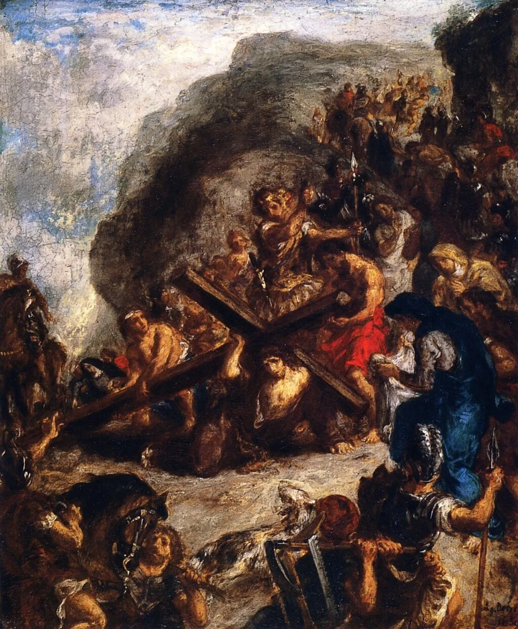 La Montée au calvaire (1850) by Eugène Delacroix — original painting reproduced as a hand-painted oil on canvas
