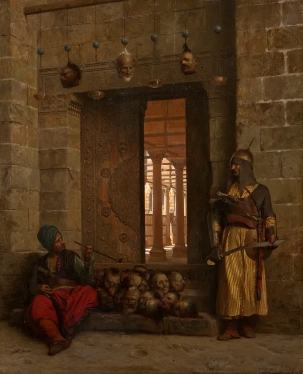 La mosquée El Assaneyn, les têtes coupées (1866) by Jean-Léon Gérôme — original painting reproduced as a hand-painted oil on canvas