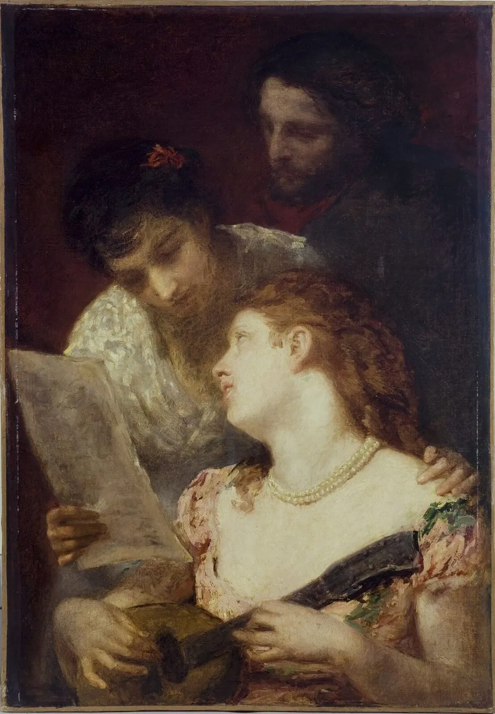 La Musique (1874) by Mary Cassatt — original painting reproduced as a hand-painted oil on canvas