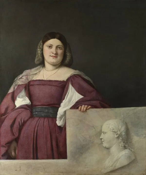 La Schiavona (1510) by Titian — original painting reproduced as a hand-painted oil on canvas