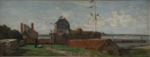 La Tour François Ier au Havre (1852) by Eugène Louis Boudin — original painting reproduced as a hand-painted oil on canvas