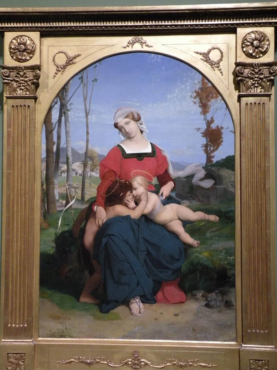 La Vierge, l'Enfant Jésus et saint Jean (1848) by Jean-Léon Gérôme — original painting reproduced as a hand-painted oil on canvas