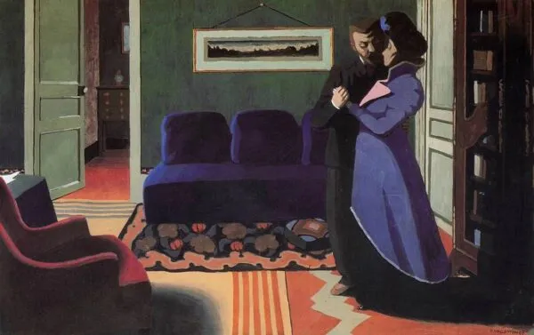 La Visite (1899) by Félix Vallotton — original painting reproduced as a hand-painted oil on canvas