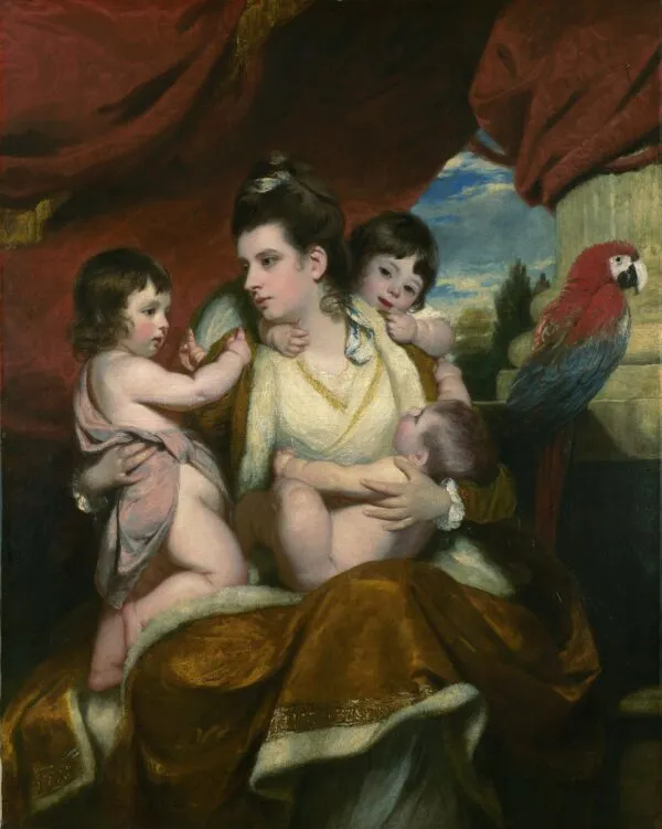 Lady Cockburn and Her Three Eldest Sons (1773) by Joshua Reynolds — original painting reproduced as a hand-painted oil on canvas