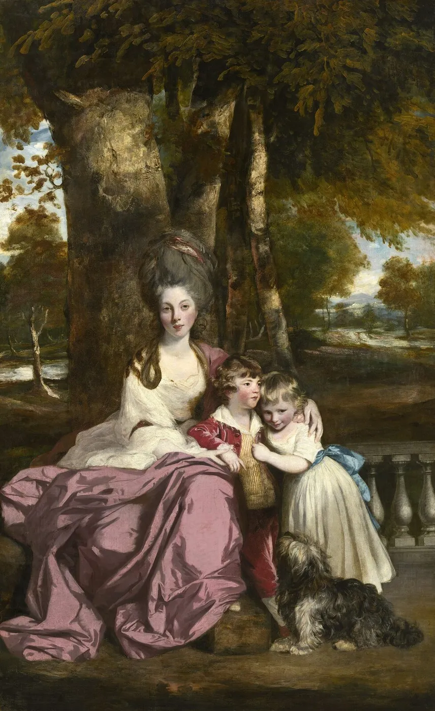 Lady Elizabeth Delmé and Her Children (1777) by Joshua Reynolds — original painting reproduced as a hand-painted oil on canvas