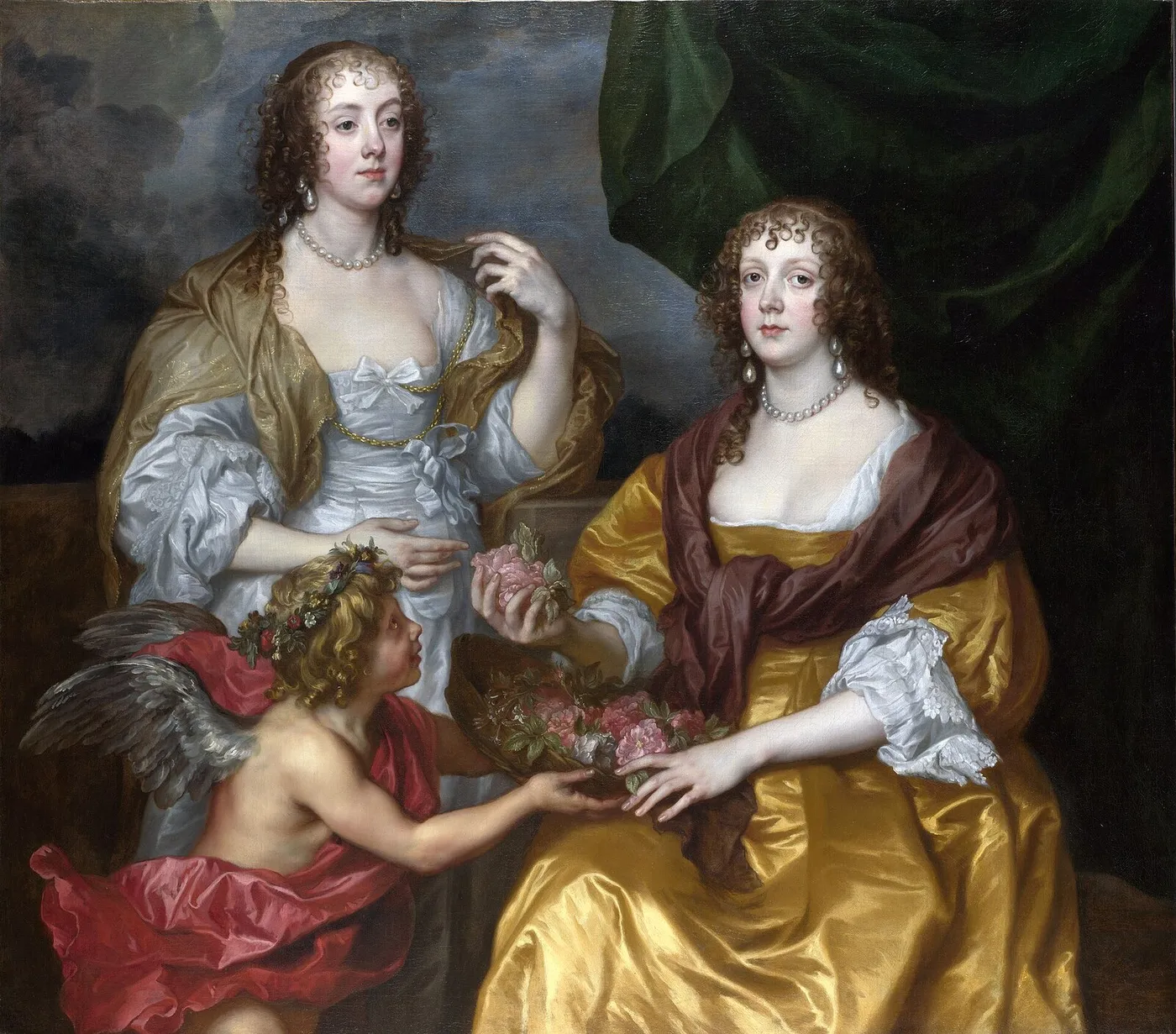Lady Elizabeth Thimbelby and her Sister (1637) by Anthony van Dyck — original painting reproduced as a hand-painted oil on canvas