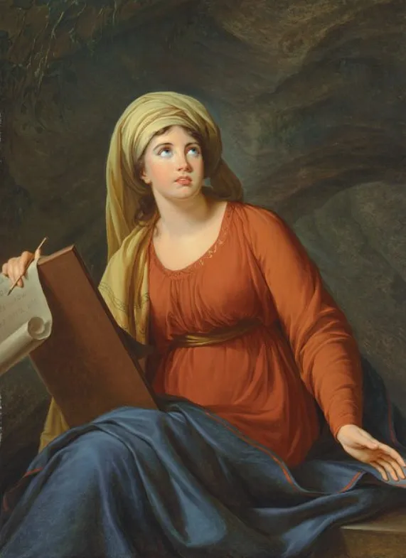 Lady Hamilton as a Sibyl (1791) by Élisabeth Louise Vigée Le Brun — original painting reproduced as a hand-painted oil on canvas