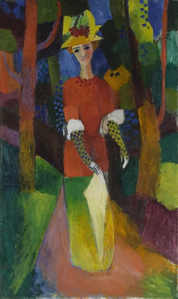 Lady in a Park (1914) by August Macke — original painting reproduced as a hand-painted oil on canvas