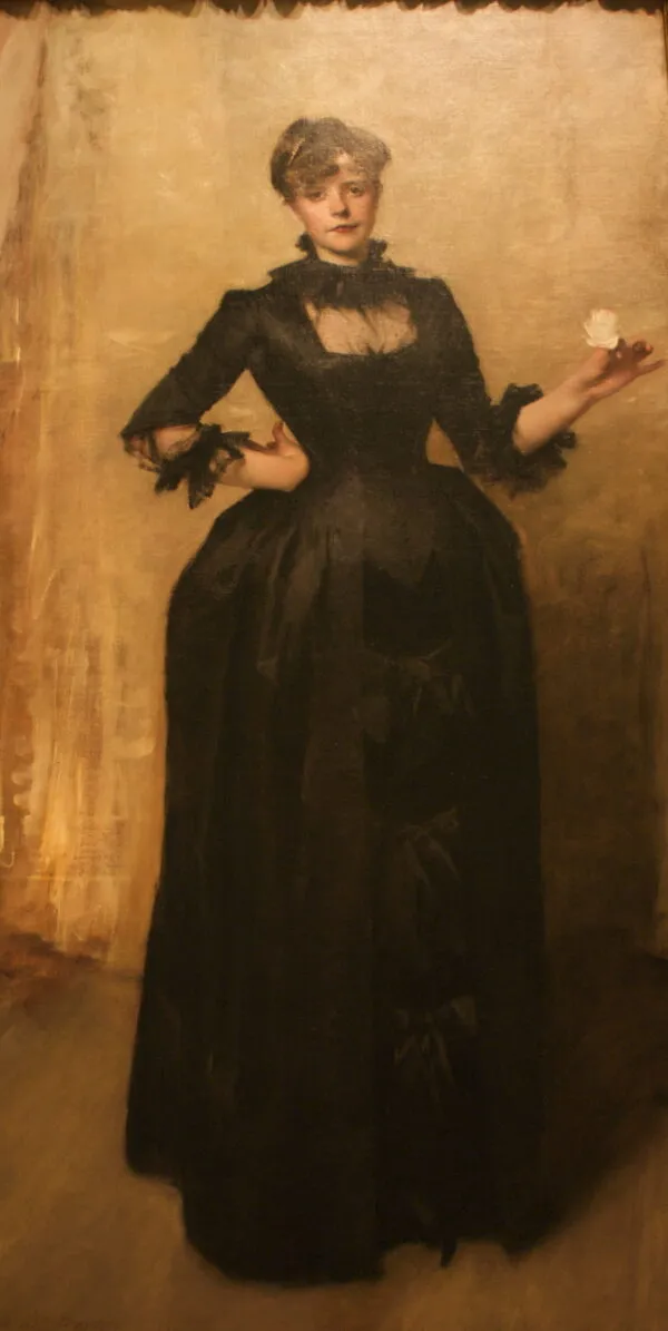 Lady with the Rose (1882) by John Singer Sargent — original painting reproduced as a hand-painted oil on canvas