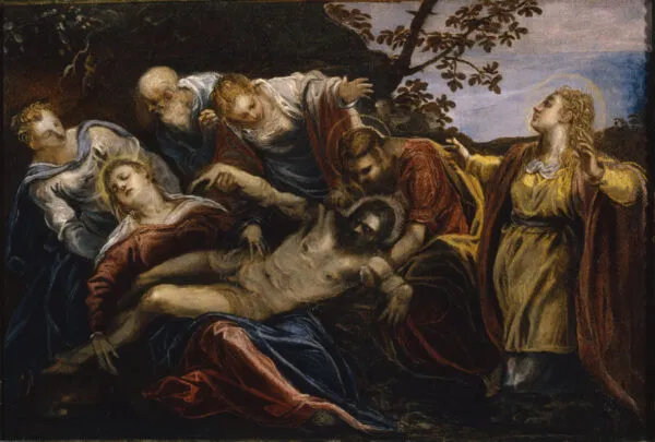 Lamentation of Christ (1555) by Jacopo Tintoretto — original painting reproduced as a hand-painted oil on canvas
