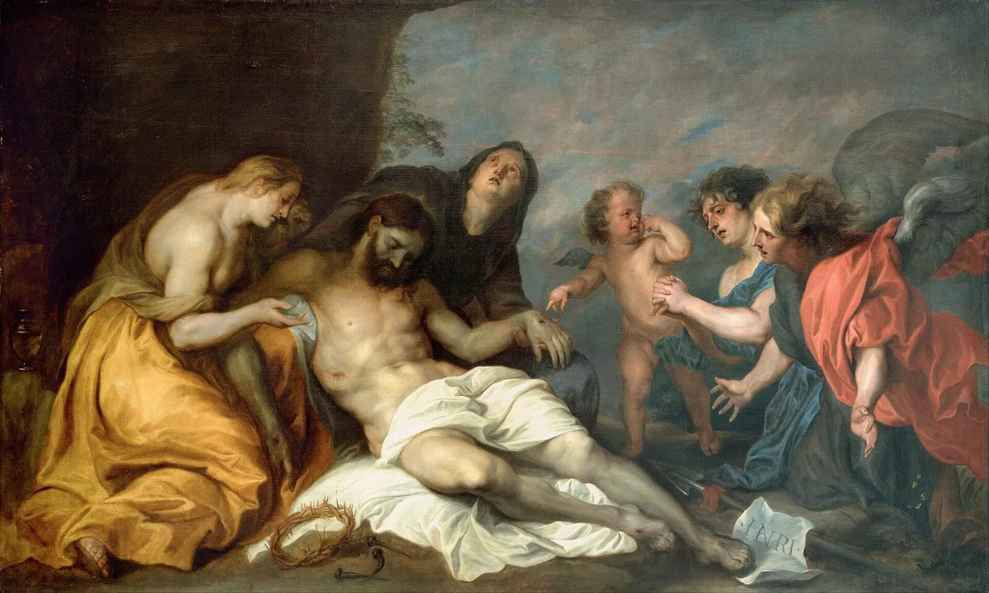 Lamentation over the Dead Christ (1637) by Anthony van Dyck — original painting reproduced as a hand-painted oil on canvas