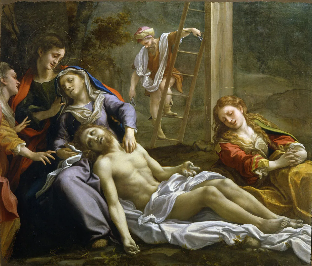 Lamentation over the Dead Christ (1524) by Antonio da Correggio — original painting reproduced as a hand-painted oil on canvas