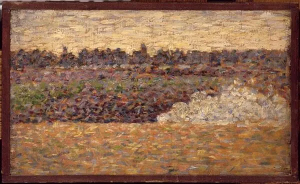 Landscape at Grandcamp (1885) by Georges Seurat — original painting reproduced as a hand-painted oil on canvas