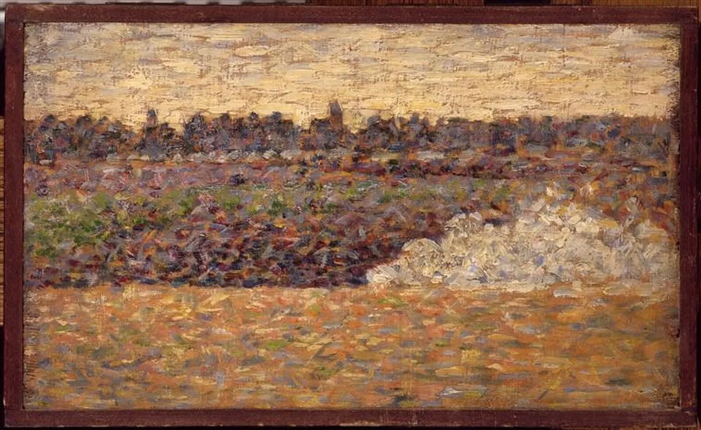 Landscape at Grandcamp (1885) by Georges Seurat — original painting reproduced as a hand-painted oil on canvas