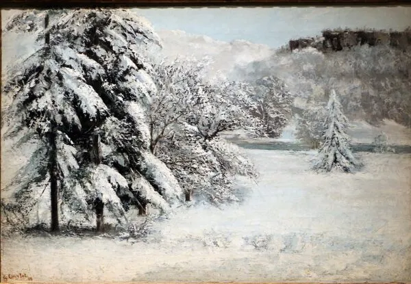 Landscape in Winter (1868) by Gustave Courbet — original painting reproduced as a hand-painted oil on canvas