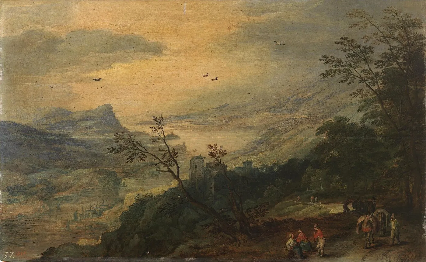 Landscape (1601) by Jan Brueghel the Elder — original painting reproduced as a hand-painted oil on canvas