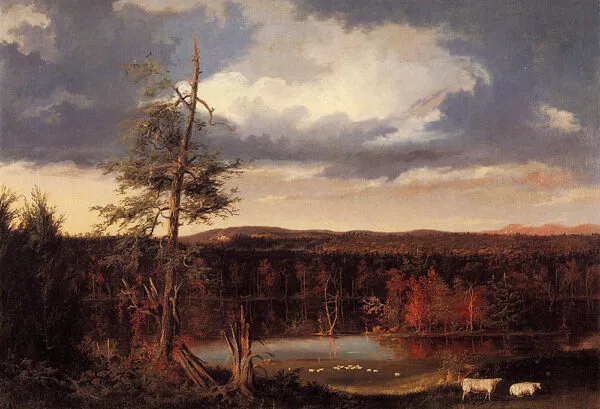 Landscape, the Seat of Mr. Featherstonhaugh in the Distance (1826) by Thomas Cole — original painting reproduced as a hand-painted oil on canvas