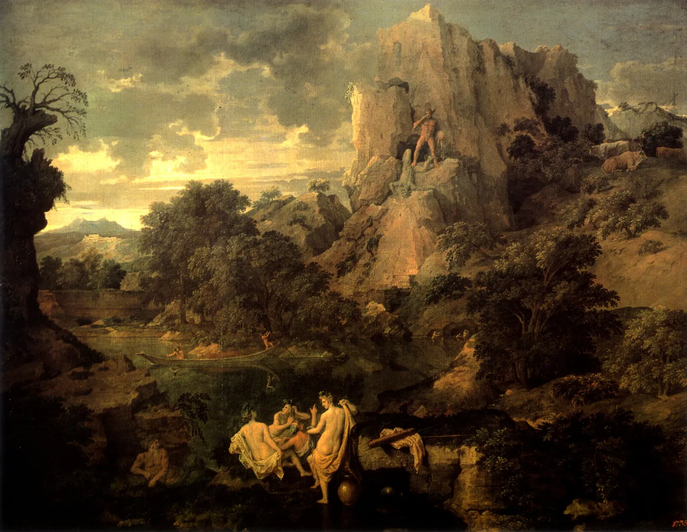 Landscape with Hercules and Cacus (1660) by Nicolas Poussin — original painting reproduced as a hand-painted oil on canvas