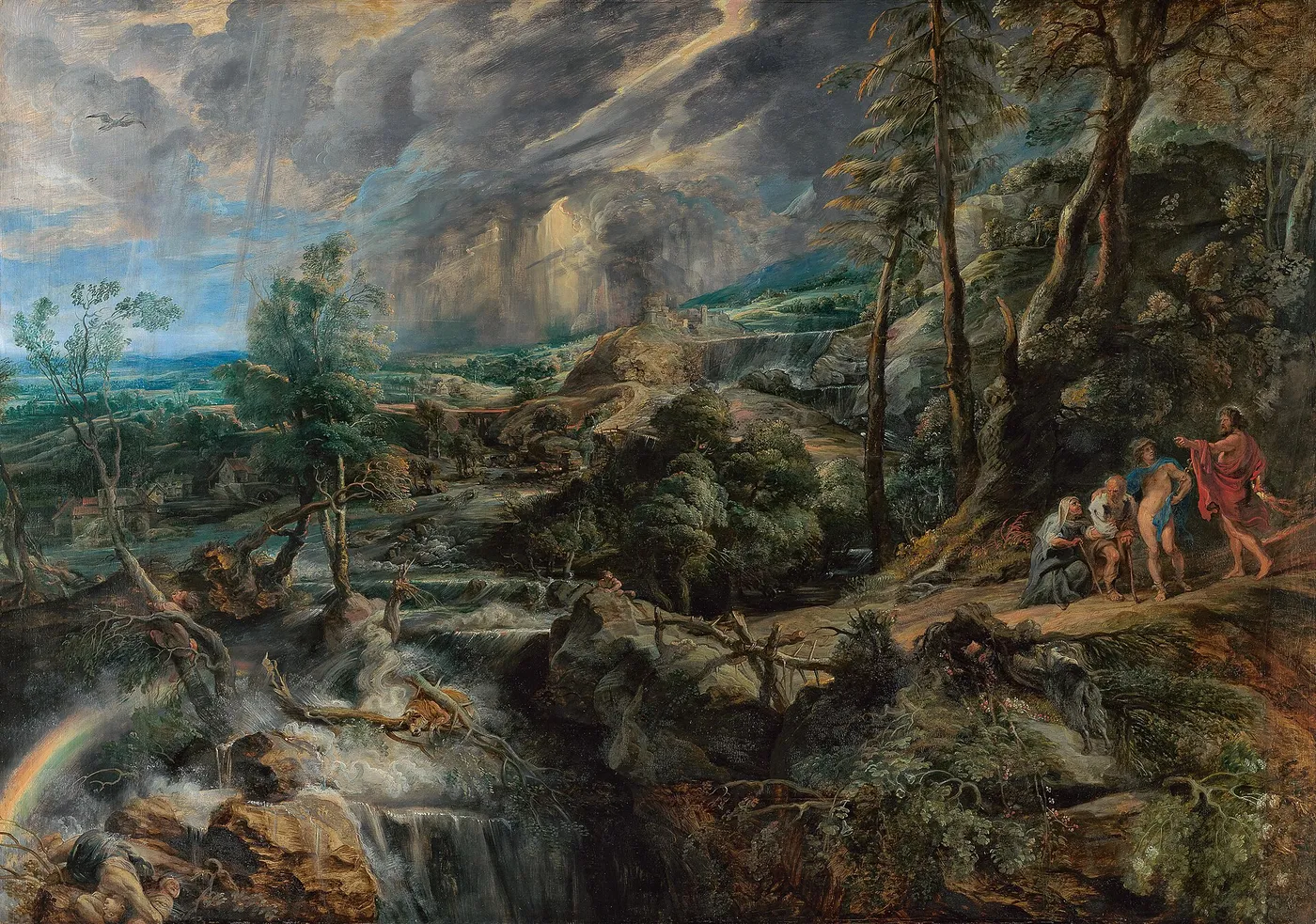 Landscape with Philemon and Baucis (1620) by Peter Paul Rubens — original painting reproduced as a hand-painted oil on canvas