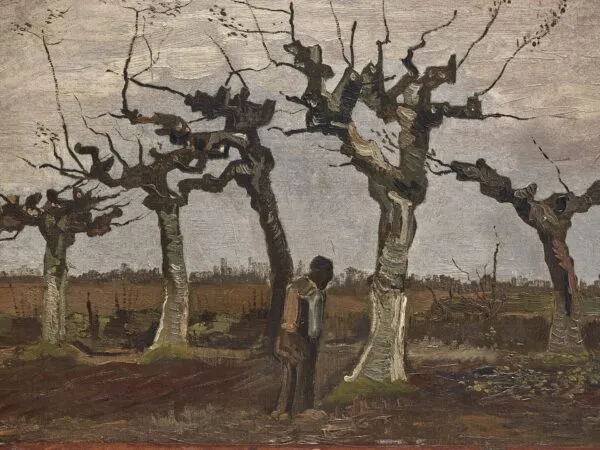 Landscape with Pollard Willows (1884) by Vincent van Gogh — original painting reproduced as a hand-painted oil on canvas