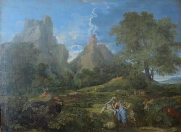 Landscape with Polyphemus (1649) by Nicolas Poussin — original painting reproduced as a hand-painted oil on canvas
